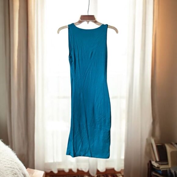 Banana Republic Teal Sleeveless Side Ruching Wrap Dress Size XS - Picture 2 of 2